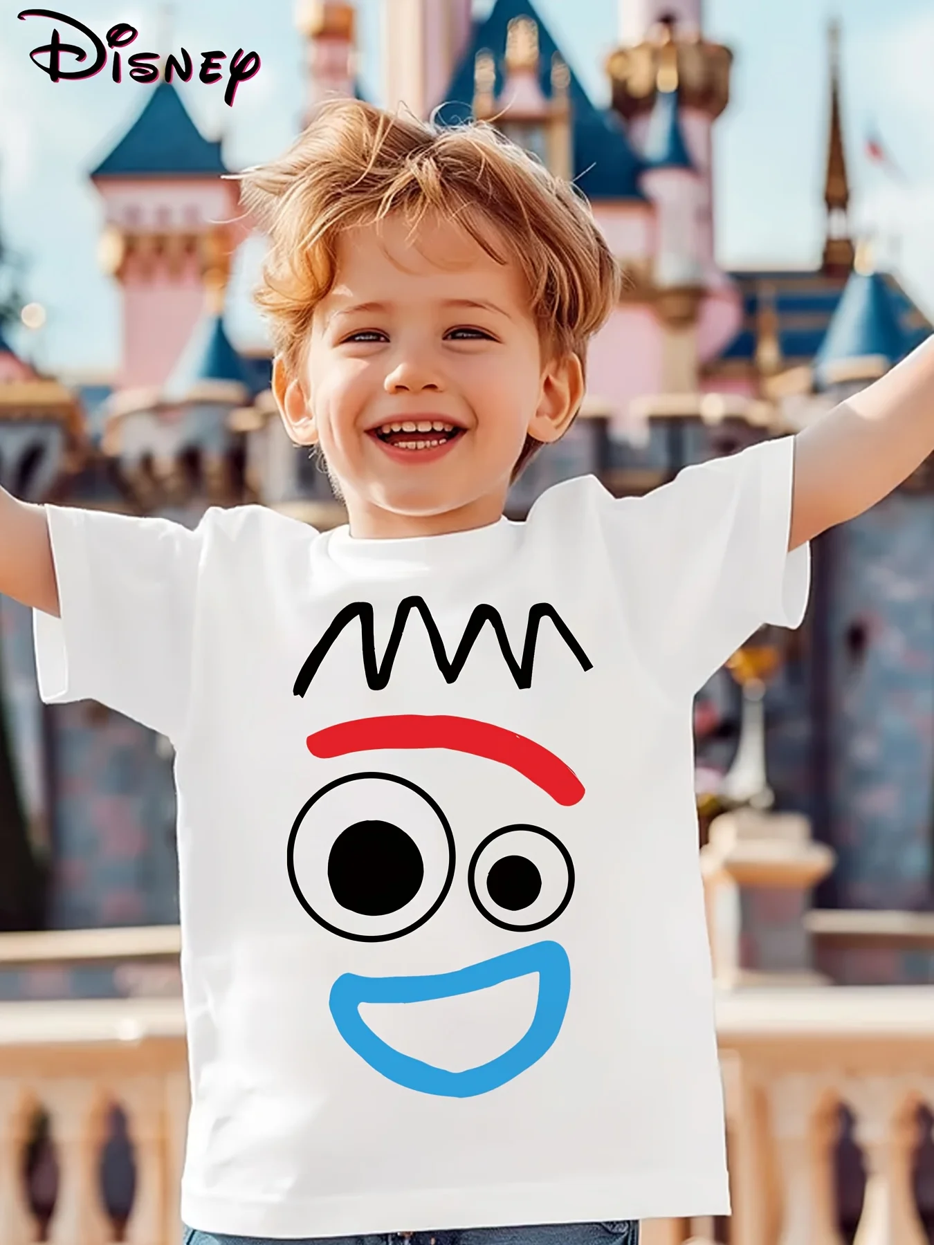 

2026 Disney minimalist Kids/Adults T-shirt fashionable casual top Y2K oversized quick drying white jersey 3D printing