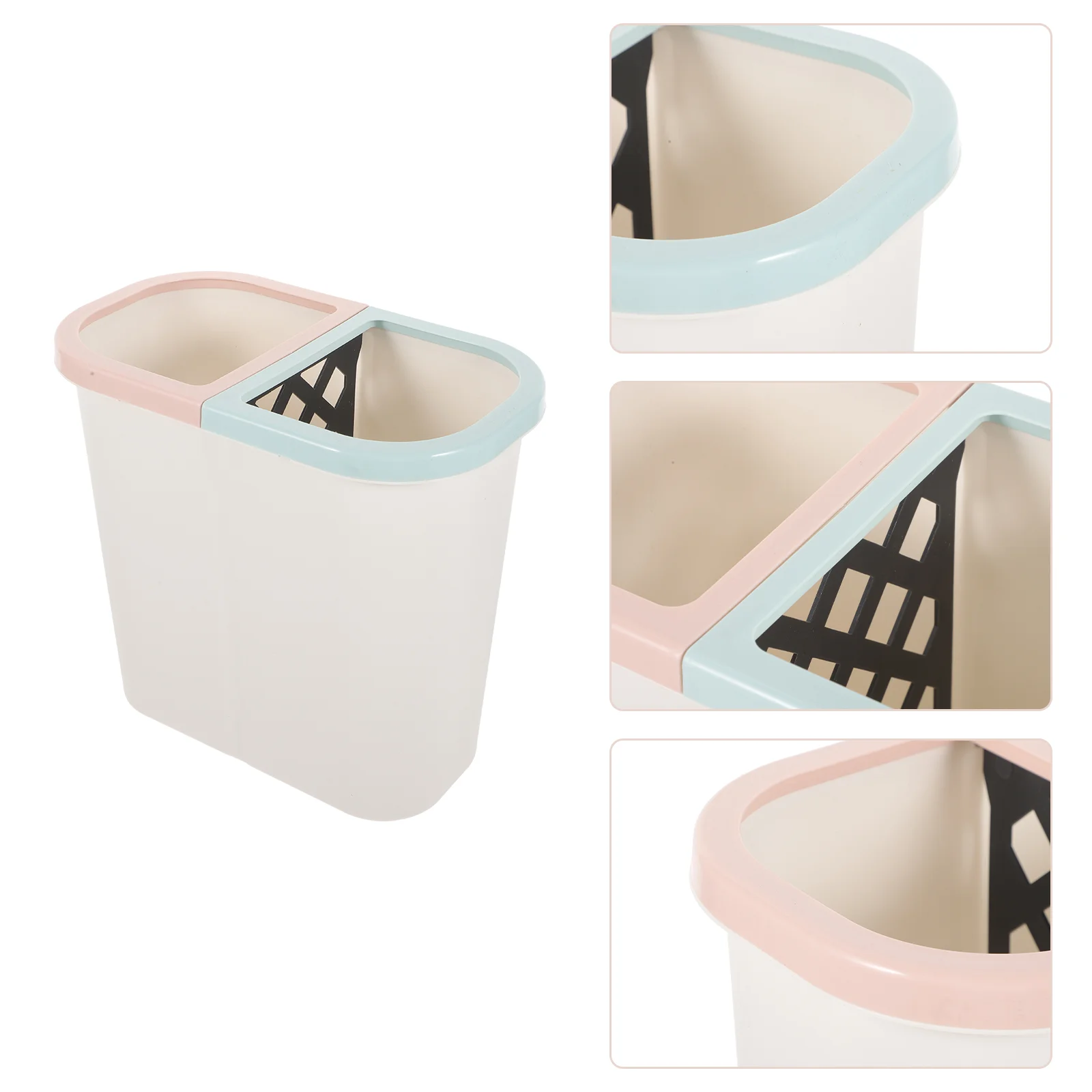 Sorting Trash Can Wicker Garbage Bin Round Dual Trashcan Plastic Bucket Barrel Office Double Compartment