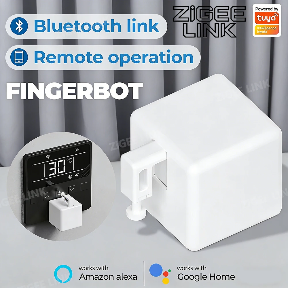 

Умный кнопочный переключатель Tuya Bluetooth Fingerbot Plus, таймер, голосовое управление, работает с Alexa и Google Home
