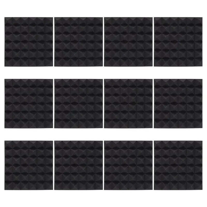 12Pcs Soundproof Foam Panels,2 Inch X 12 Inch X 12 Inch Pyramid Shaped Acoustic Panels For Wall,Studio, Home And Office-A00E