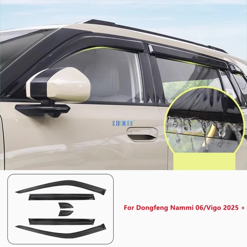 

Car Style Side Window Deflector Door Glass Visor For Dongfeng Nammi 06/Vigo 2025 + Weather Shield Sun Rain Awning Shelter Cover