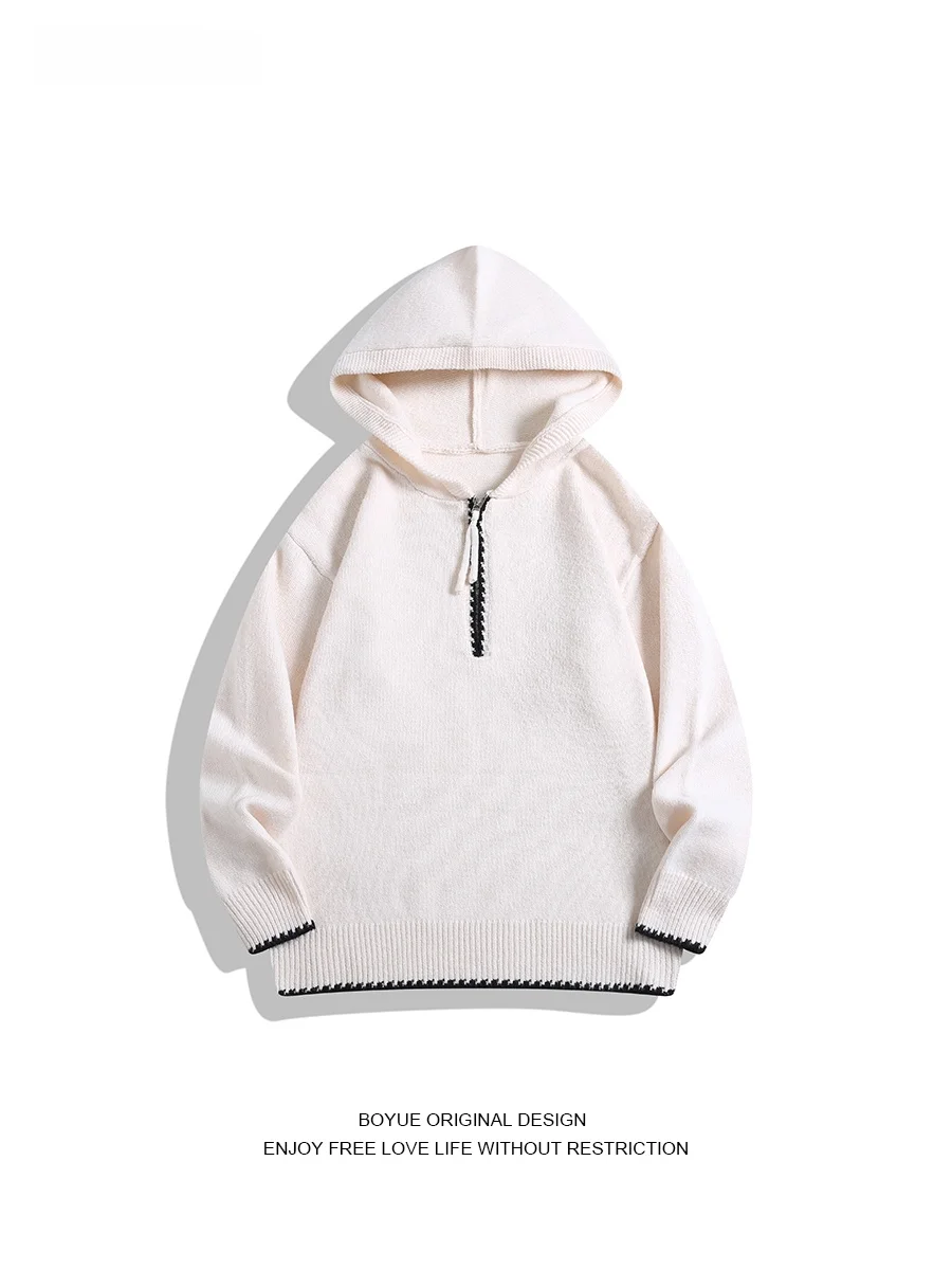 

Boyue Korean Sle Casual Hooded Sweater f Zip Leisure Knitted irt for Men And Women Warmth Comfortable All-Match Lazy S...