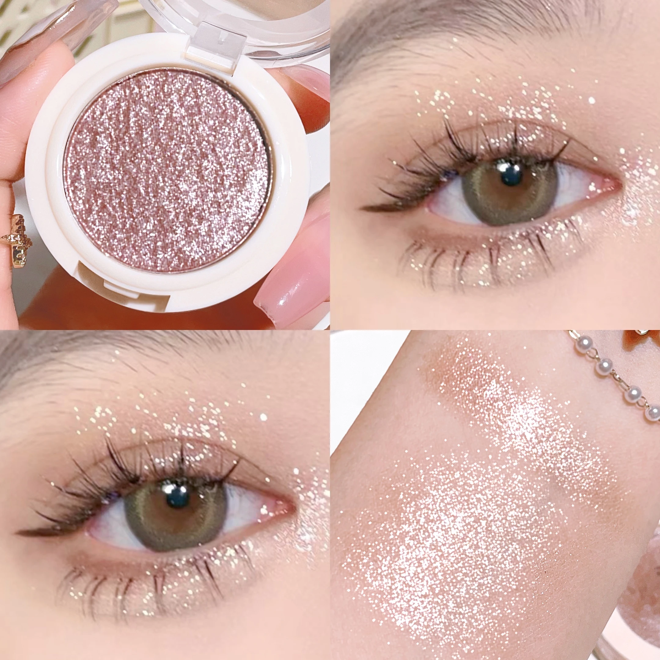 Monochrome diamond eyeshadow, pearl highlight brightening eyeshadow palette, bright and shiny eye makeup portable makeup