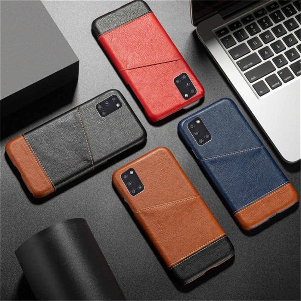 

Slim Case For Samsung Galaxy A31 Case For Samsung A31 A 31 SM-A315F Mixed Splice PU Leather Credit Card Holder Cover 6.4" Funda