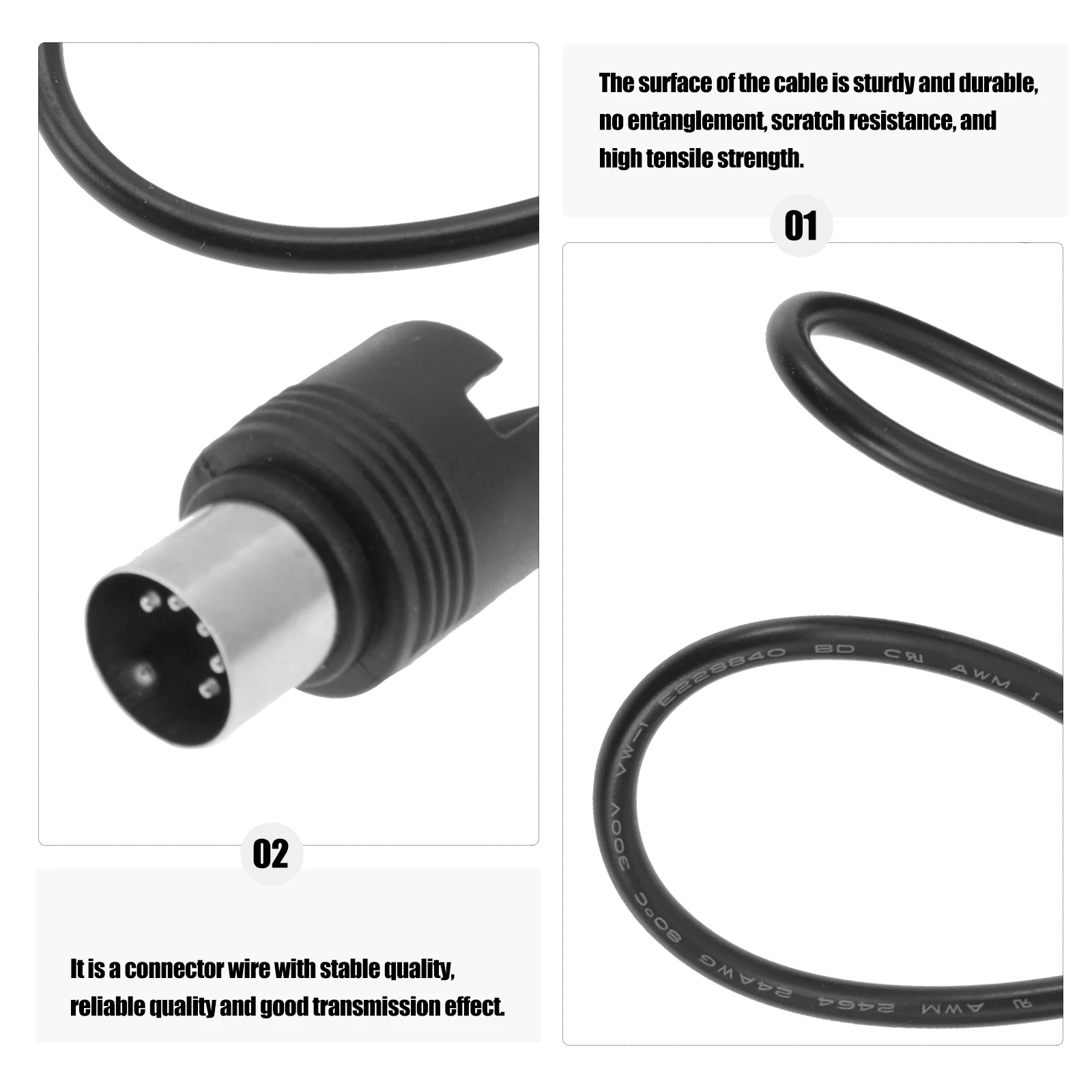 

MIDI Connection Cable 5 pin Male to Male Alloy Audio Cable Electric Guitar Bass Amp Keyboard Connecting Professional Instrument