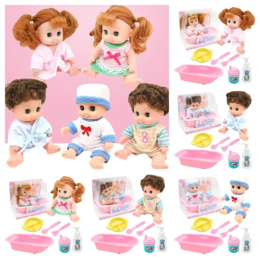 Pretend Play Simulation Baby Bonecas, Kawaii, Bonito, Fofos, Brinquedos de Vestir, Articulação rotativa, Banheira, Criança infantil