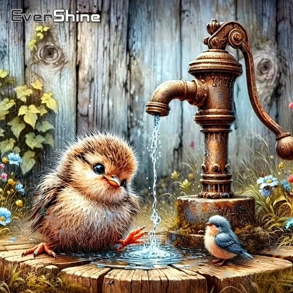 Evershine Animal Diamond Art Painting Bird Acrylic Craft Supplies Mosaic Water Well DIY Rhinestones Embroidery Home Decor