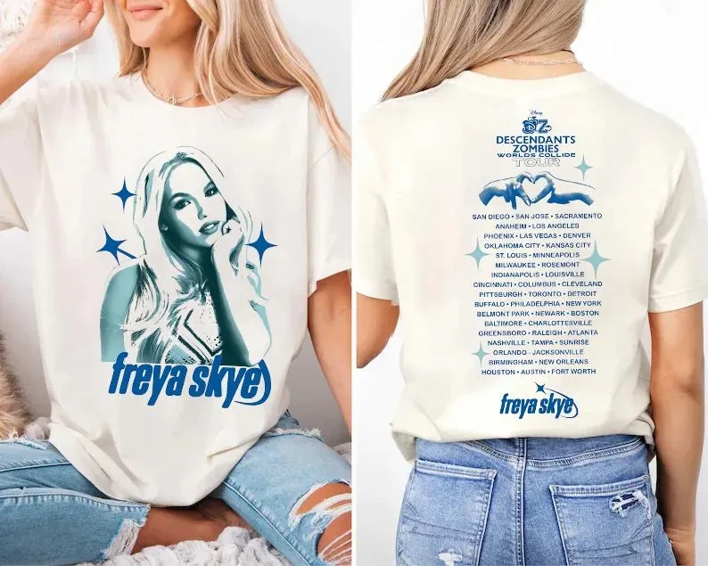 Disney Descendants Zombies Worlds Collide Tour Freya Skye T-Shirt Disneyland Summer Tour 2025 Shirt image 2