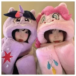 Anime Cartoon My Little Pony Series Cute Plush Hat Scarf Kawaii Autumn Winter Keep Warm Windproof Hat Scarf Children's Gift