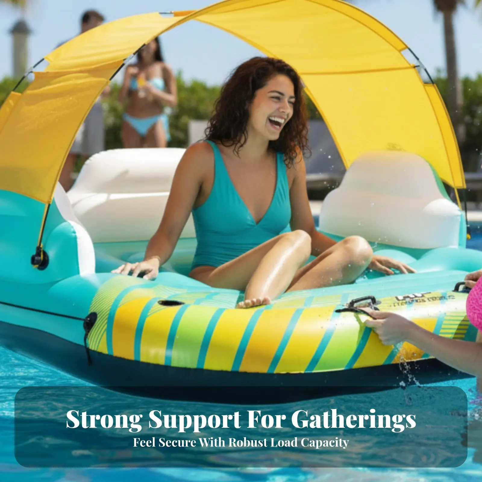Riesige aufblasbare Insel mit abnehmbarer Wasserliege, geräumiger Pool-Schwimmkörper für gesellige Zusammenkünfte