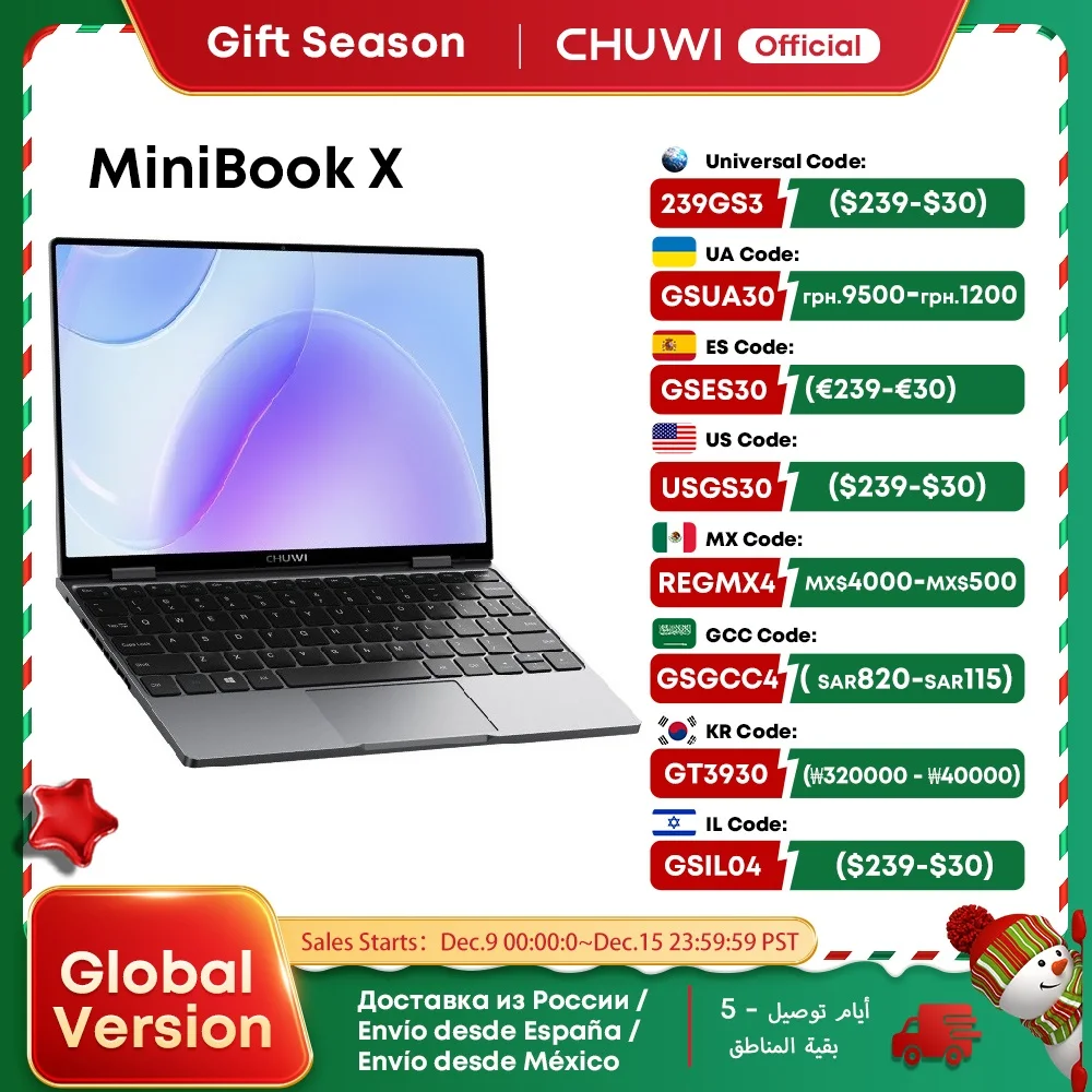 CHUWI MiniBook X Laptop Tablet PC 2 In 1 12GB LPDDR5 512G SSD Intel N100 10.51 Inch FHD IPS Screen 1920*1200 Windows 11 Notebook