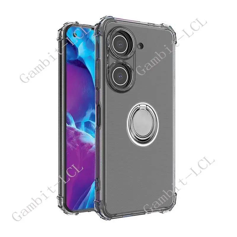 For ASUS Zenfone 9 10 Zenfone9 Zenfone10 AI2302 AI2202 Back Ring Holder Bracket Phone Case Smartphone TPU Soft Silicone Cover