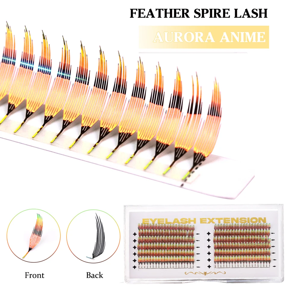 

RUJADE Dual Sided Holographic Manga False Eyelashes Extensions Feather Shape Anime Premade Fan Lashes For Makeup Christmas Party