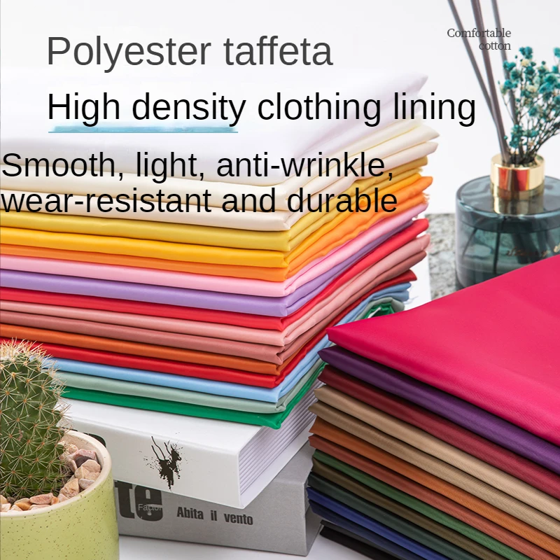 Tertaff Lining Fabric By The Meter for Clothing Dresses Diy Sewing Plain Thin Soft Cloth Smooth High-density Anti-wrinkle Black