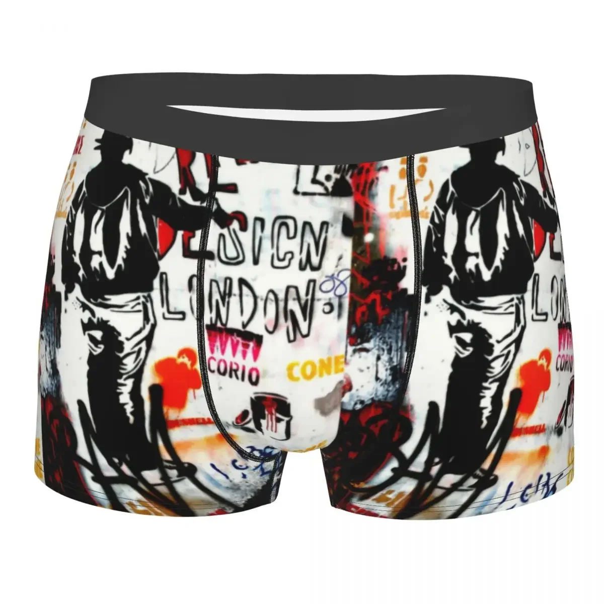 Male Funny Redesign London Banksy Underwear Street Art Graffiti Boxer Briefs Soft Shorts Panties Underpants