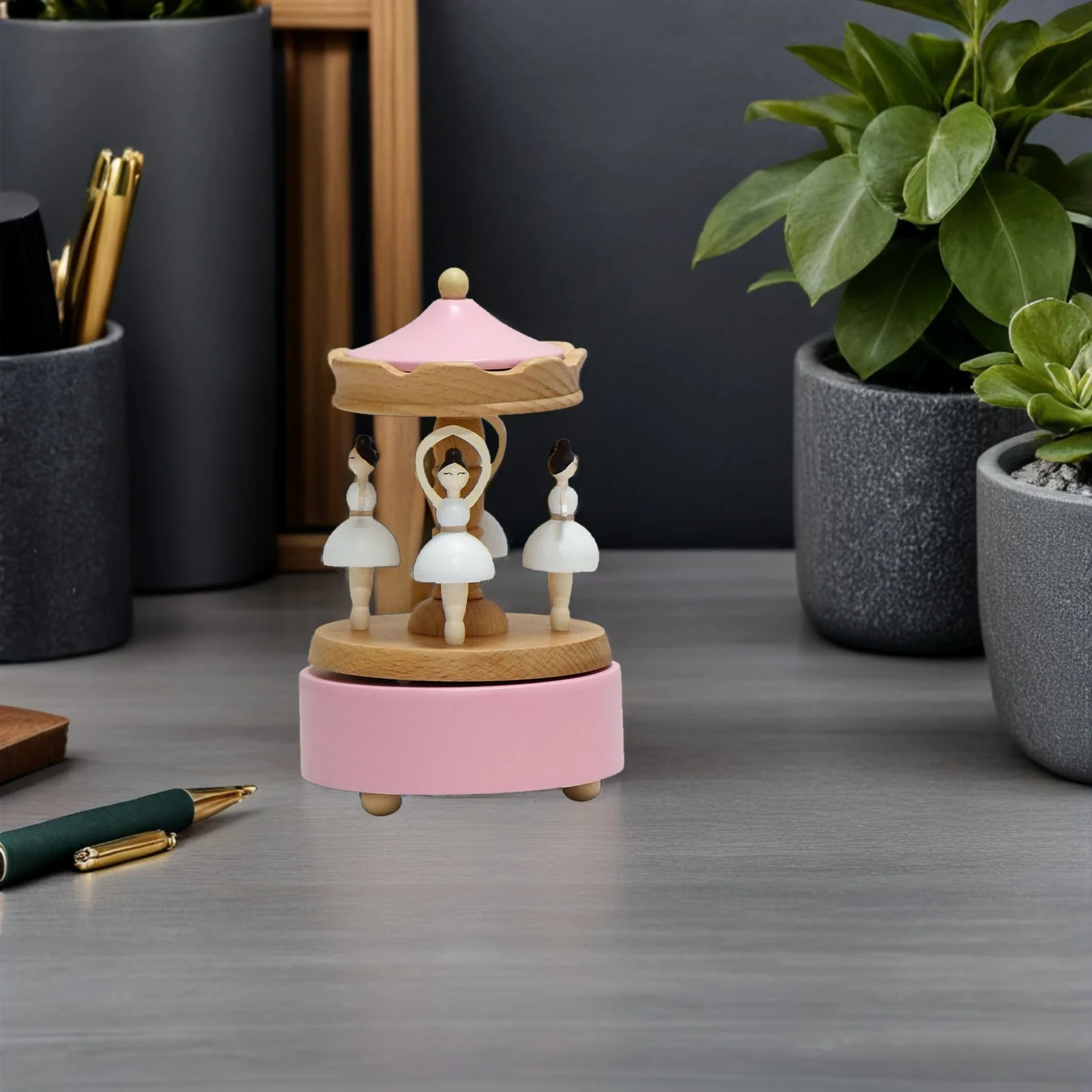 

Ballet Music Box Wooden Ballerina Rotating Windup Musical Decoration For Women Birthday Wedding Gift