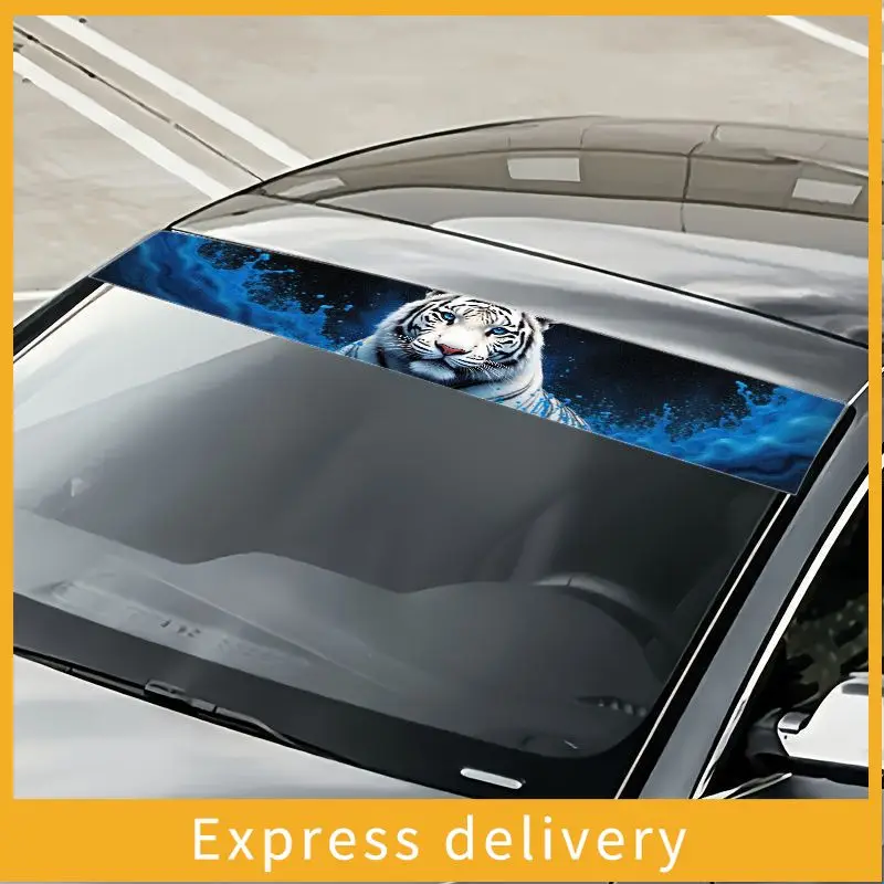 

1 привлекательная наклейка на лобовое стекло автомобиля с изображением белого тигра и синих глаз, величественная наклейка на окно, прочная, водонепроницаемая и устойчивая к царапинам.