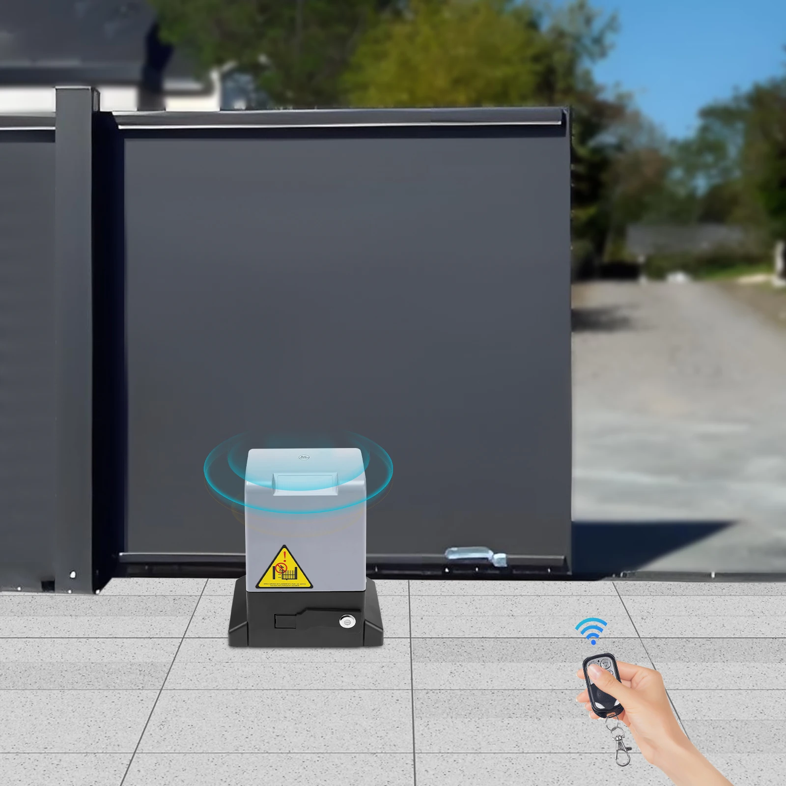 1800kg 750W 110V Motor de abridor de puerta corredera automático gris y negro 50m Control remoto abridor de puerta 3968lbs para puertas correderas