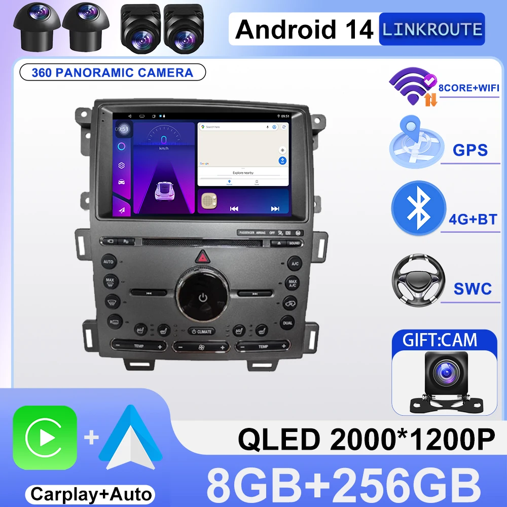 For Ford Edge 2011 2012 2014 2015 Multimedia Stereo Auto Radio 5G DVD Navigation Player Dash Cam Screen BT Car GPS Android 14