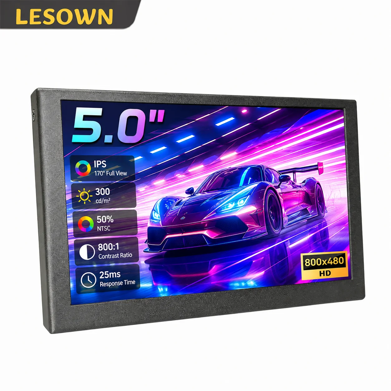 LESOWN Portable Mini Display 5" HDTV Input Plug and Play Capacitive Screen for PC Performance Stat Panel