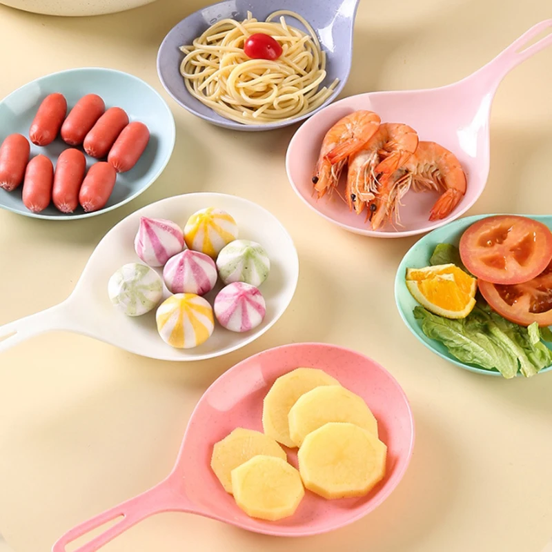 New Korean Handheld Dish Fashion White With Handle Large Spoon Tray Fries Fried Chicken Snack Plate Fruit Dessert Cake Platter