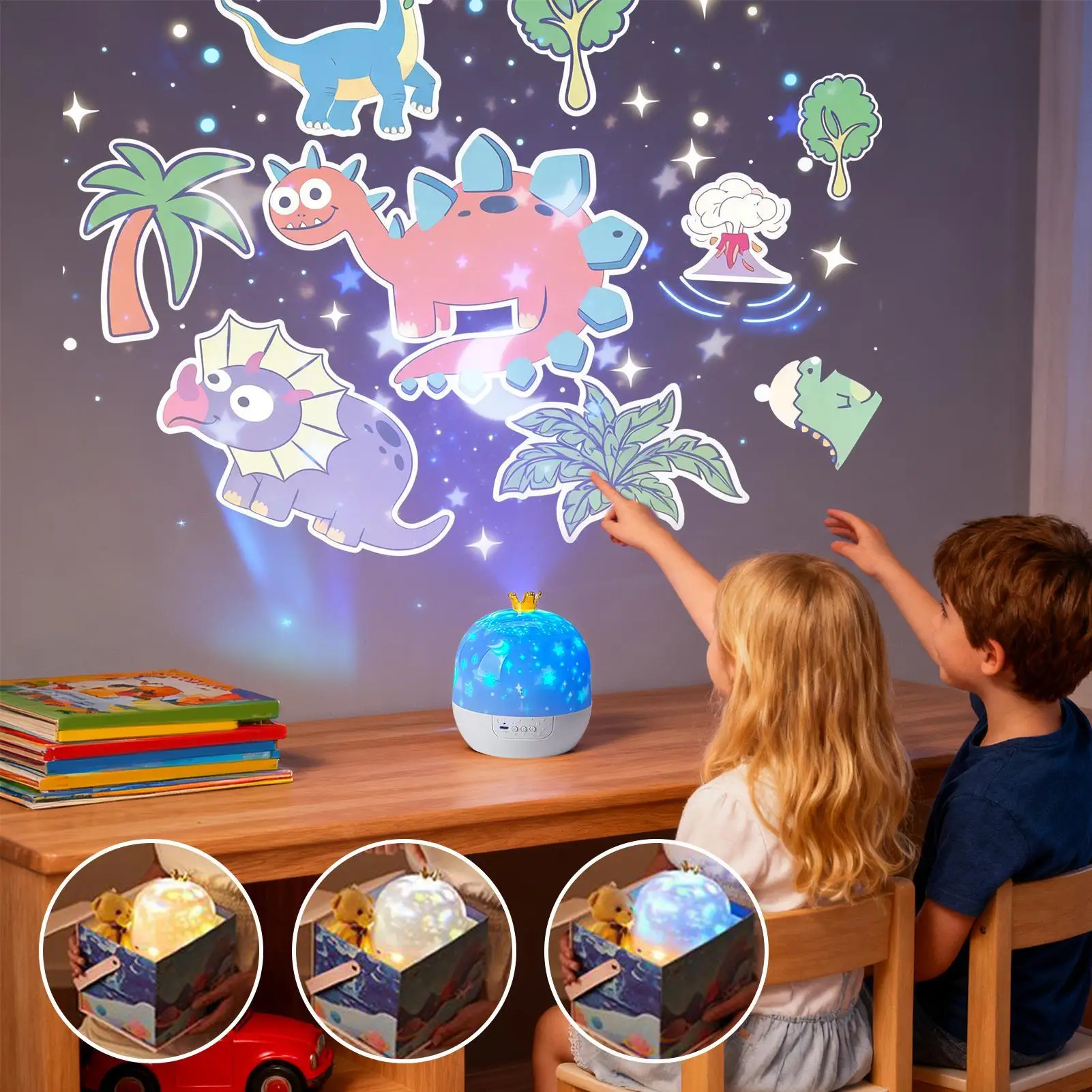 Sterprojector voor kinderen Rustgevende lamp met muziek 360 graden draaibare plafondprojector voor kinderkamer Muur Slaap Slapen tegen het slapengaan