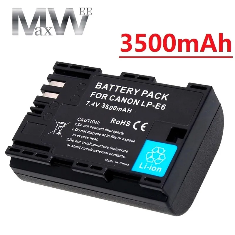 อัพเกรด3500MAh LP-E6 LPE6 LP E6 E6N แบตเตอรี่ + LED Dual Charger สำหรับ Canon EOS 5DS R 5D Mark II 5D Mark III 6D 7D 70D 80D กล้อง