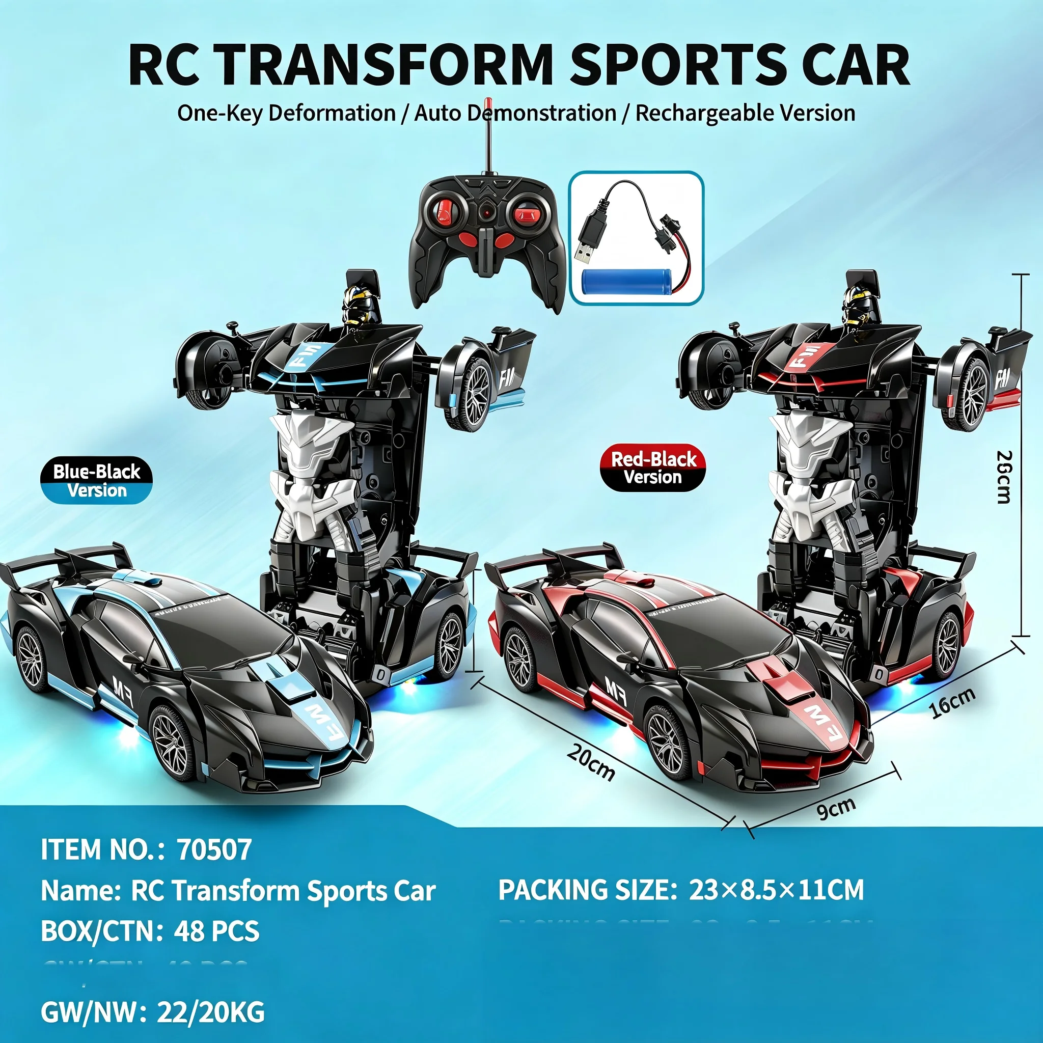 1:18 6‑Channel Spider Transform RC Car Lamborghini Veneno with LED Light