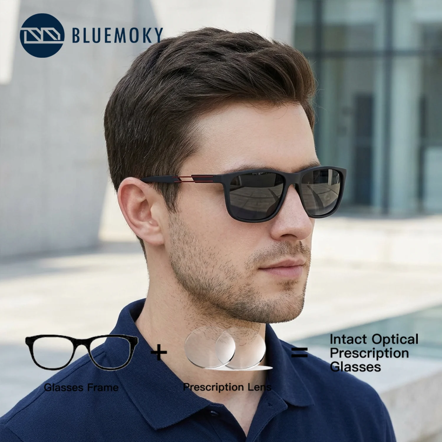 

BLUEMOKY Sports Series TR90 Prescription Sunglasses Square Polarized UV400 Presbyopic Eyewear Man Summer Shadow Sun Glasses