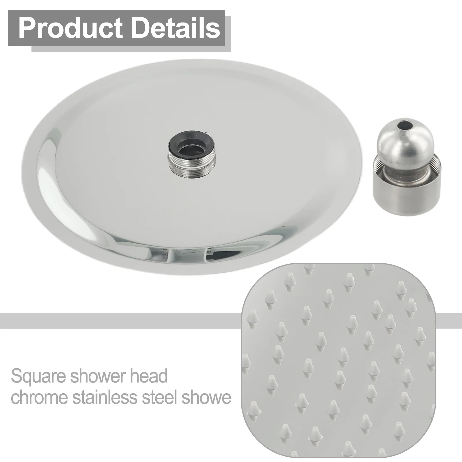 

Fashion Useful Shower Head Chrome Ease of use Large Overhead Rainfall Round Long lasting Silver Stainless Steel