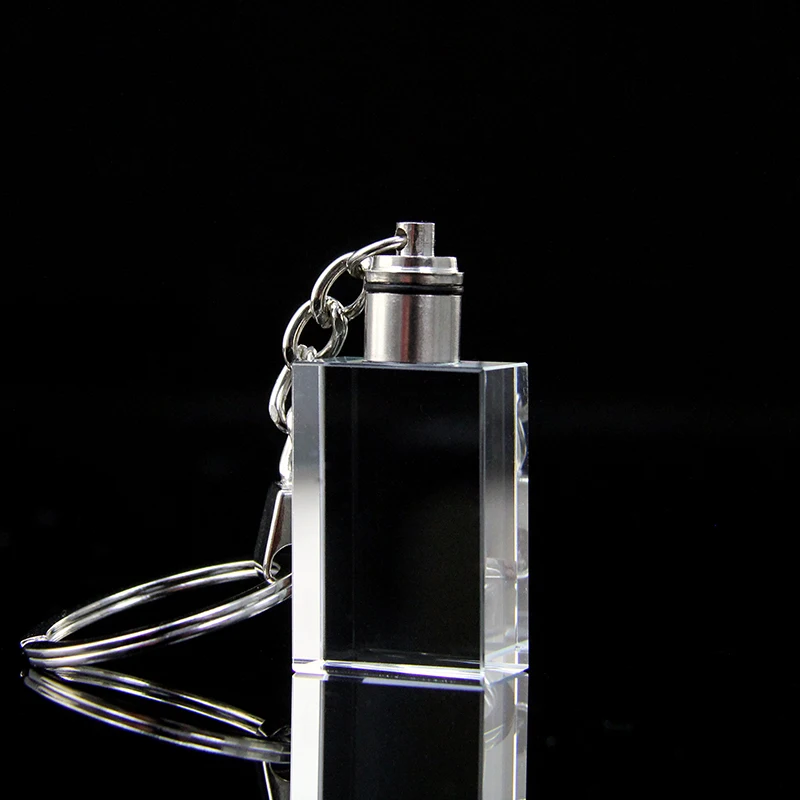 XTool High Quality Blank K9 Crystal Cube Keychain for Laser Engraving Rectangular Crystal Glass Cube Keyring Pendants