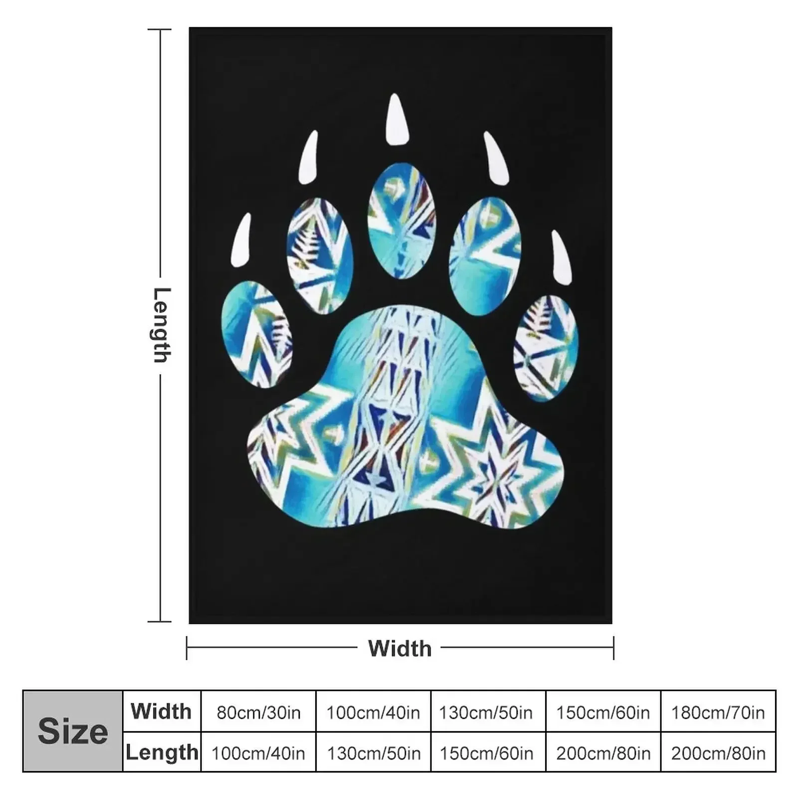 Native Bear Paw Print Turquoise/White Throw Blanket blankets ands Soft Beds Blankets