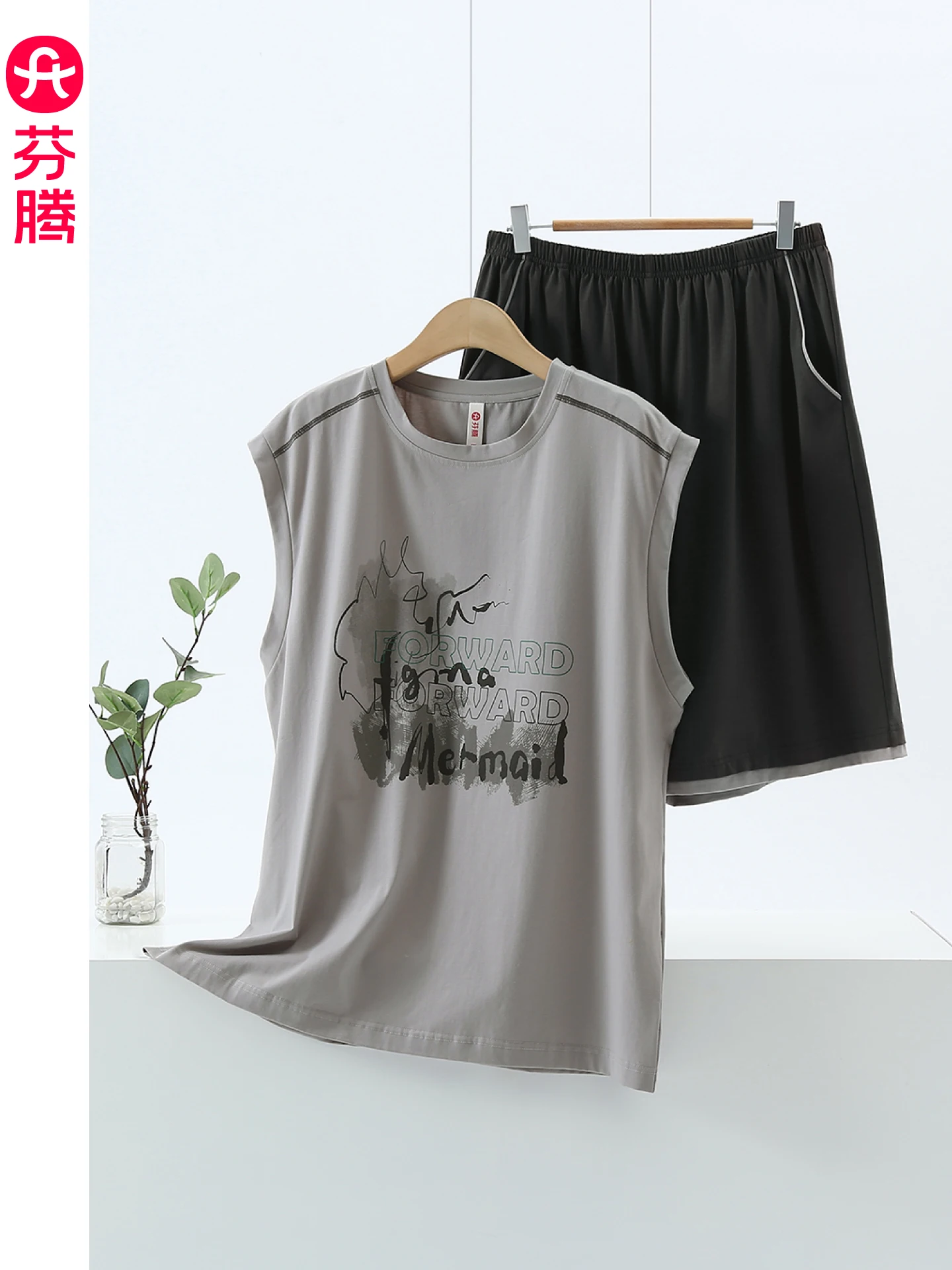 fenteng-2026-new-men's-pure-cotton-sleeveless-vest-shorts-set-spring-summer-loose-breathable-outdoor-wear-home-clothes