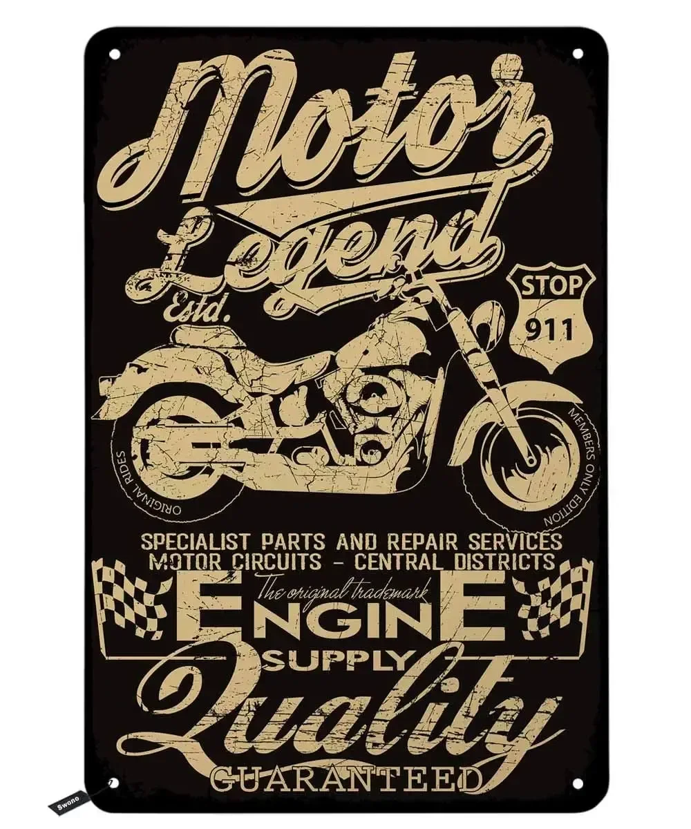 Motor Legend Tin Signs,Specialist Parts and Repair Services Motor Circuits Engine Supply Vintage Metal Tin Sign for Men Women,