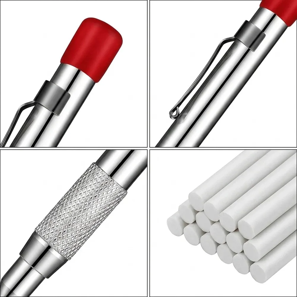 Aluminum Soapstone Marker Pen with Natural Stone Refills 3pcs Holders 15pcs Tips for Welding and Fabrication Tasks