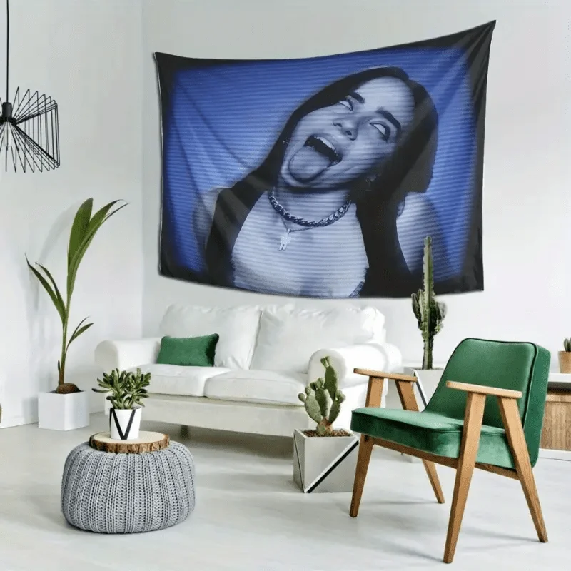 Berti Art Tapestry, Bold Black Background Portrait for Living Room Bedroom Office Party Wall Decor
