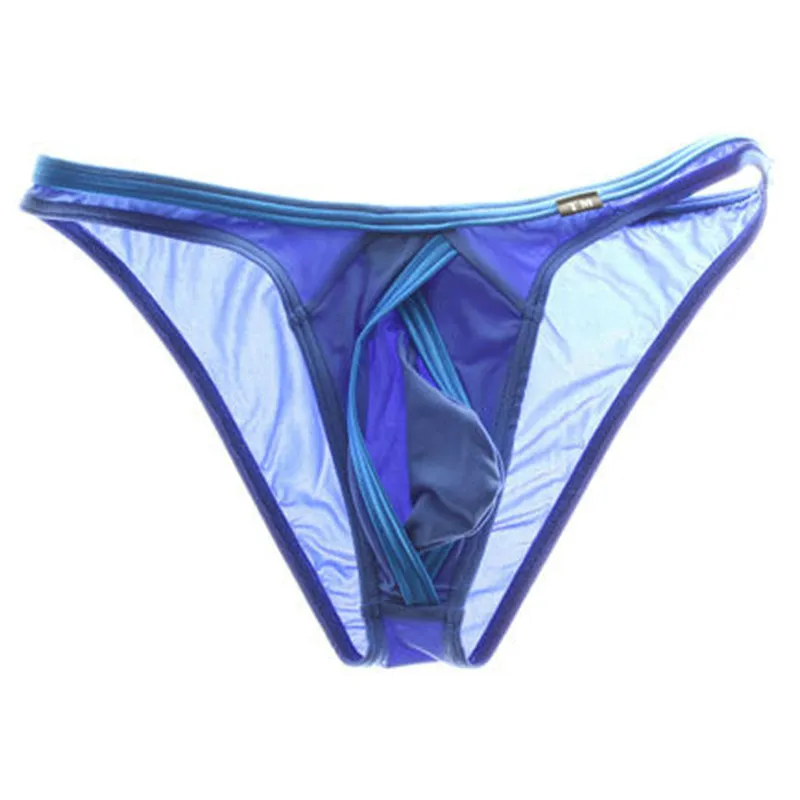 New Men Semi Sheer Mesh Bikini Briefs Low Rise Contrast Trim Elastic Breathable Soft Comfort Sexy Male Underwear Panties