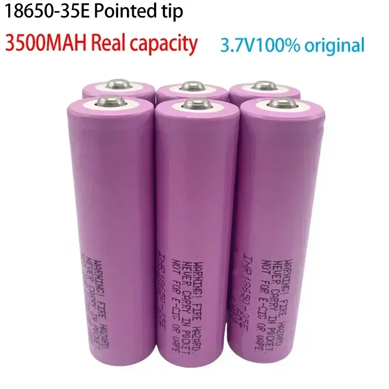 Bateria de iões de lítio recarregável para brinquedos, ferramentas eléctricas, lanterna, 18650, INR18650-35E, 3500mAh, 3.7V, 20A, 100% genuíno