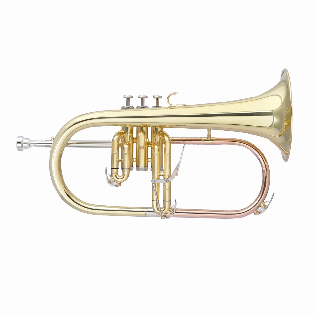 Manufacture Stainless Valve Gold Lacquer Cooper Leadpipe OEM Production Flugel Horn