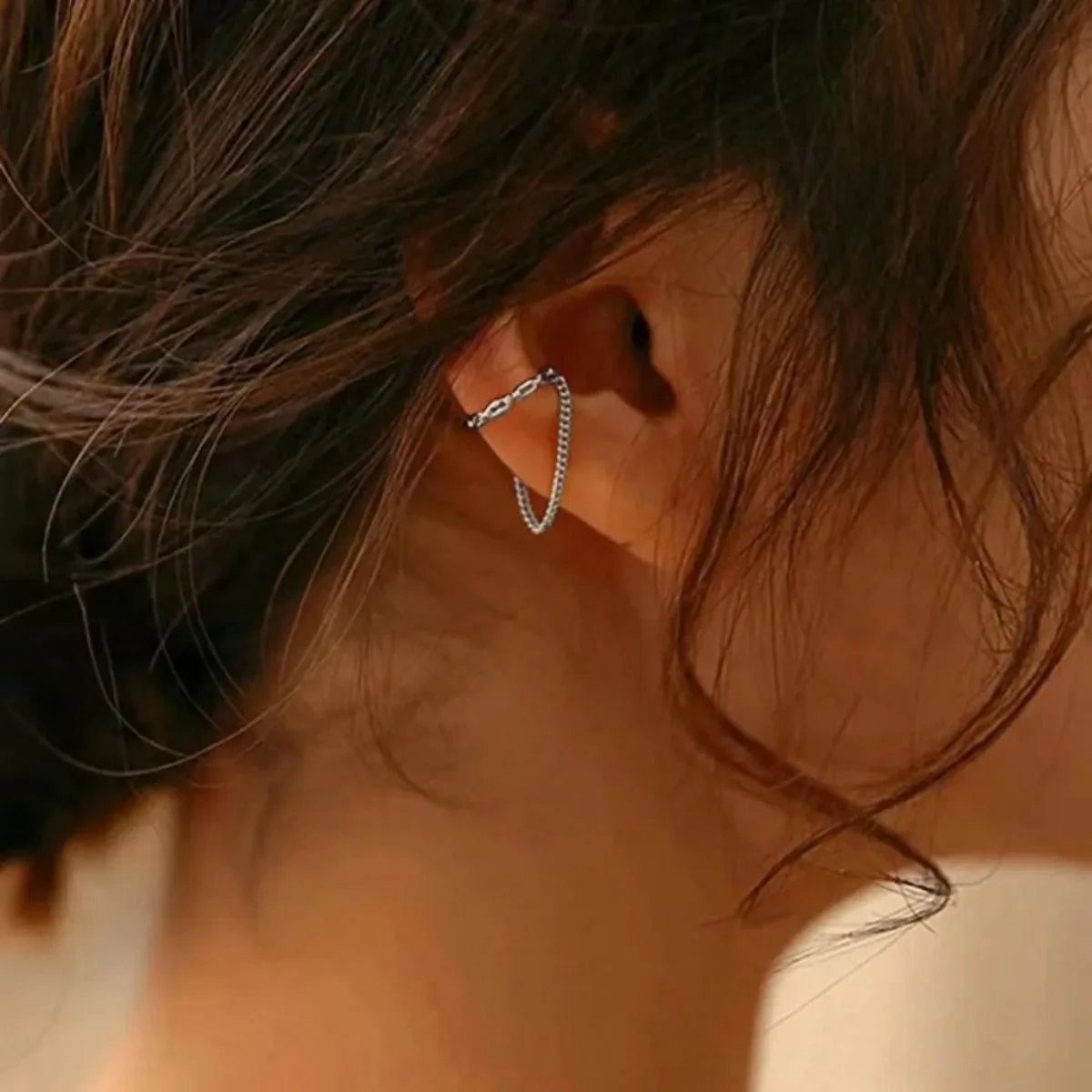 1pc Mode Minilist Kein Piercing Ohr Manschette Ohrringe für Frau Gefälschte Piercing Kette Ohr Knochen Clip für Mädchen Manschetten schmuck