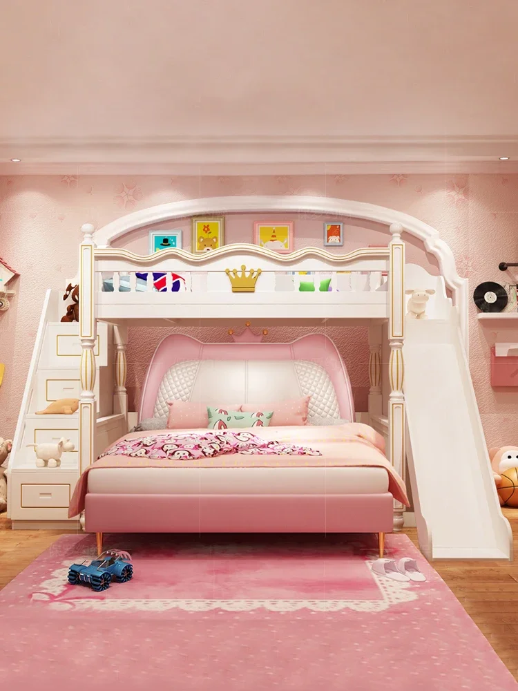 Upper and lower bunks, high and low beds, integrated bed with desk and wardrobe, girl princess bed, staggered children's