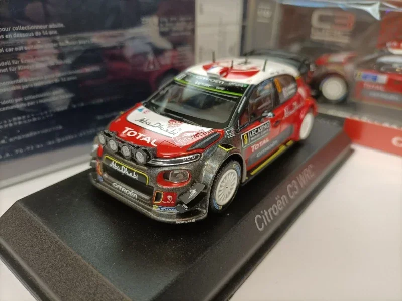 Modèle de voiture de course en alliage métallique moulé sous pression pour enfants, 1:43 cristaux en C3 WRC, haute simulation, collection de cadeaux jouets