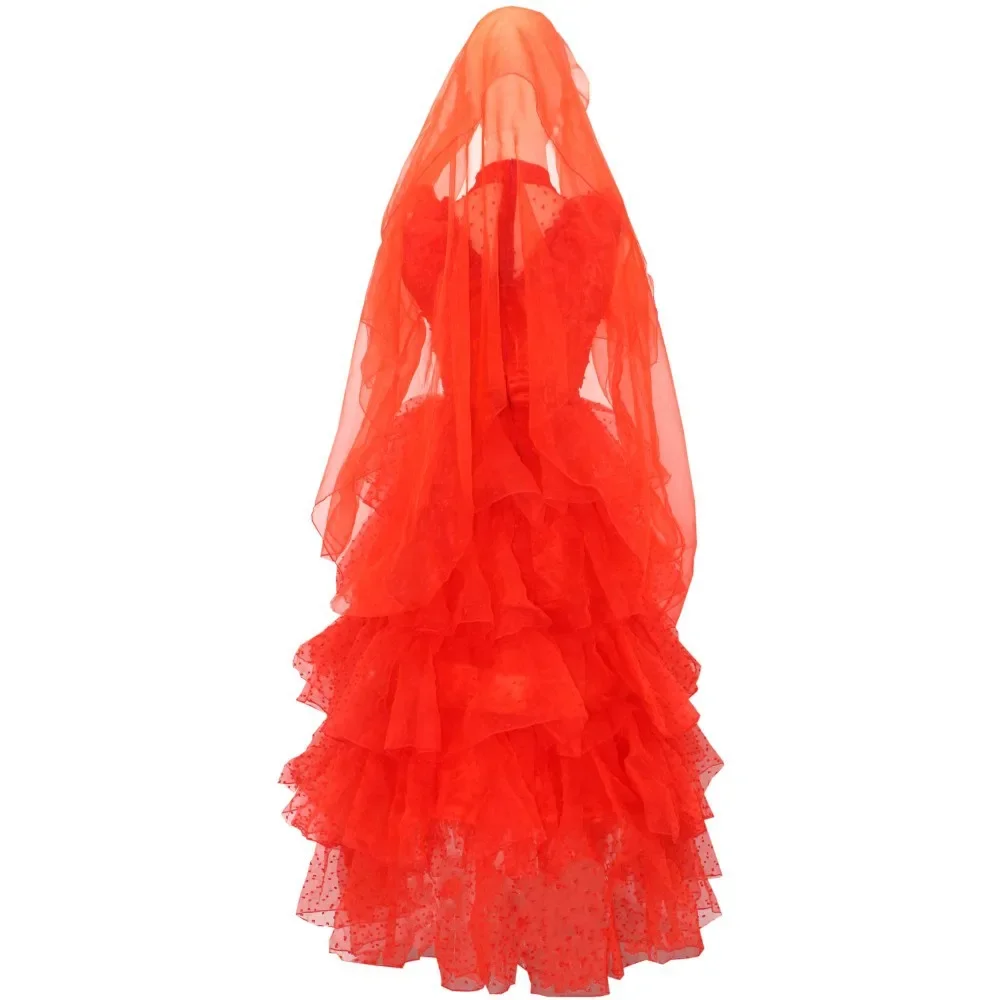 Film Lydia Deetz Costume Cosplay Beetle Sposa Donne adulte Abito lungo rosso Abito Halloween Outfit Party Uniform