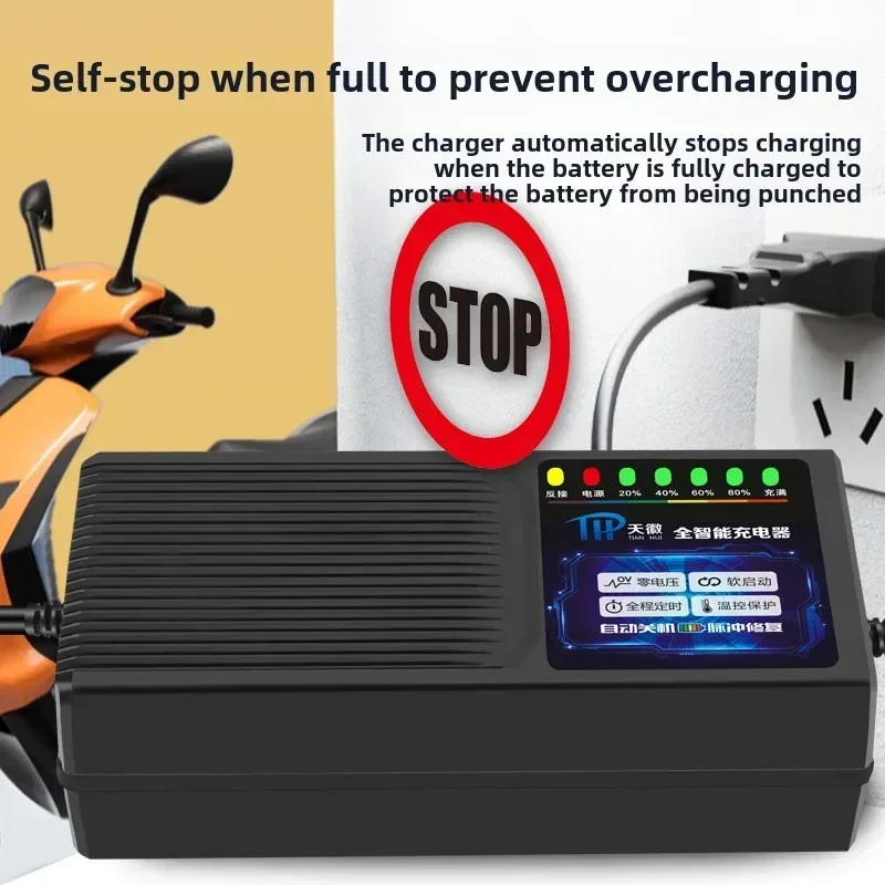 Durable Automatic Power Failure Electric Vehicle Charger 48V 60V 72V 12Ah 20Ah Pulse Repair Battery Car Charger for EVs
