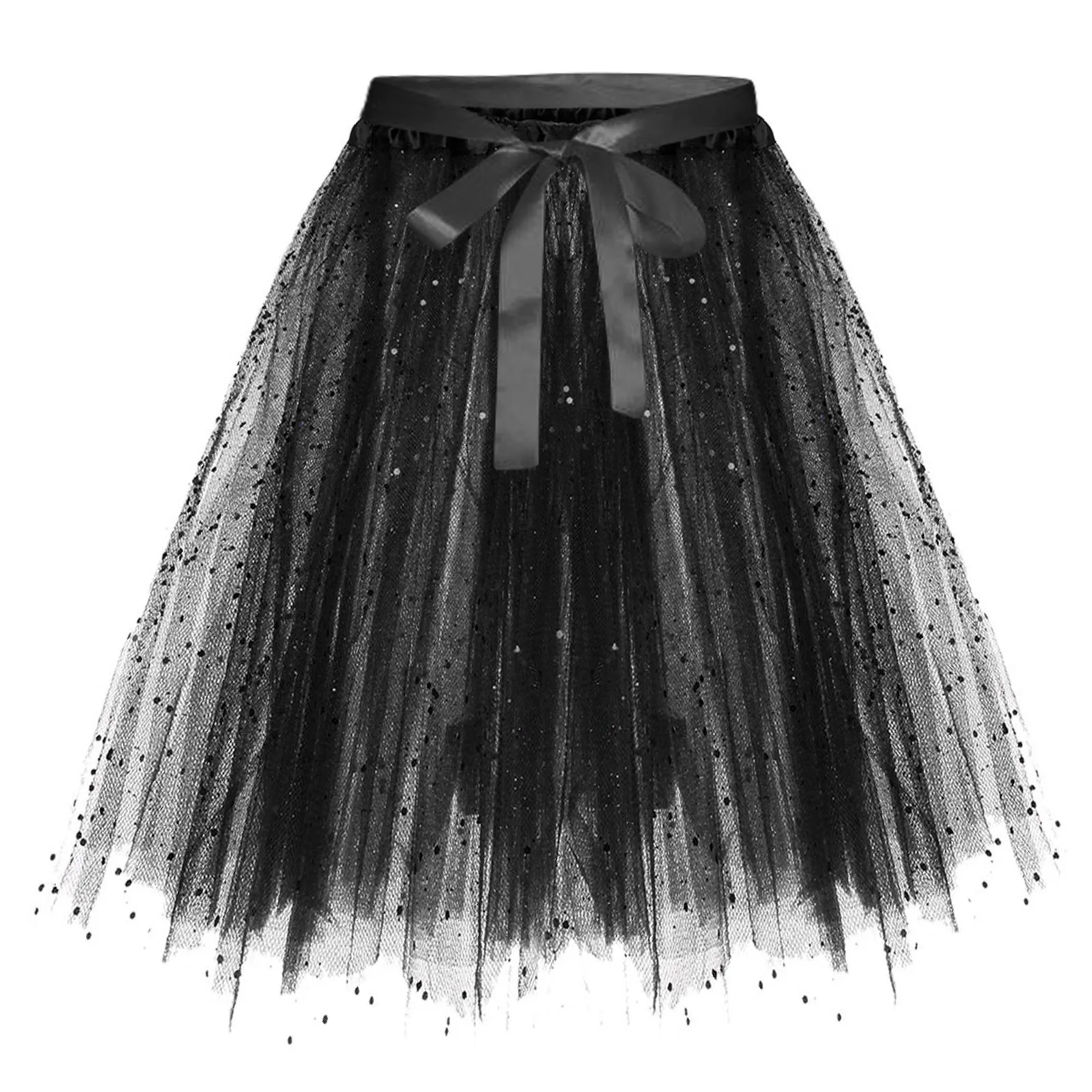 Women Fashion Solid Color Lace Up Bow Puffy Skirt Handmade Skirt Performance Skirt Pleated Midi Skirt Table Skirts