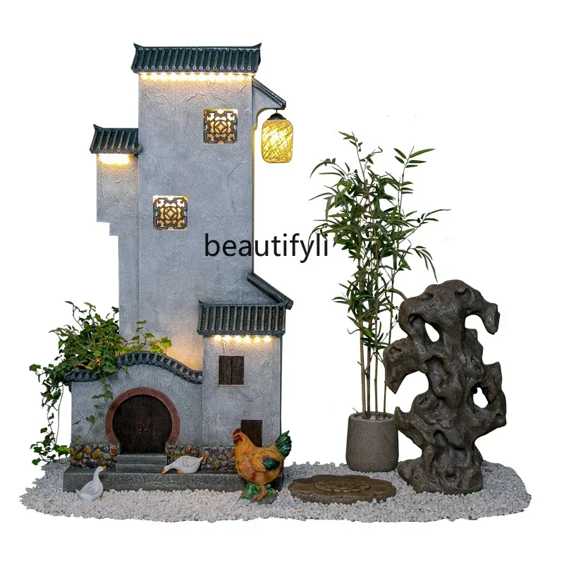 

New Chinese landscaping landscape indoor simulation bamboo green plants entrance window ornament