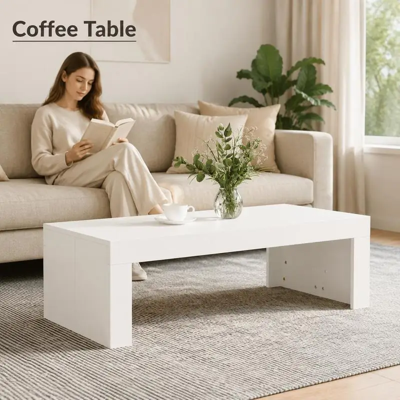 Table d'appoint blanche, construction en bois d'ingénierie, surface robuste et lisse, facile à nettoyer, design moderne et minimaliste pour salon, chambre à coucher, bureau, 102x50x36 cm
