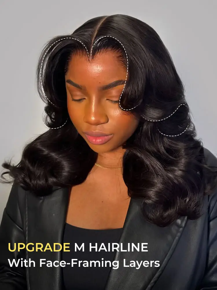 Alipearl Hair Body Wave M Hairline Layered Cut 6x8 Glueless Drawstring Ready To Wear Lace Wig Human Hair 180%  Density