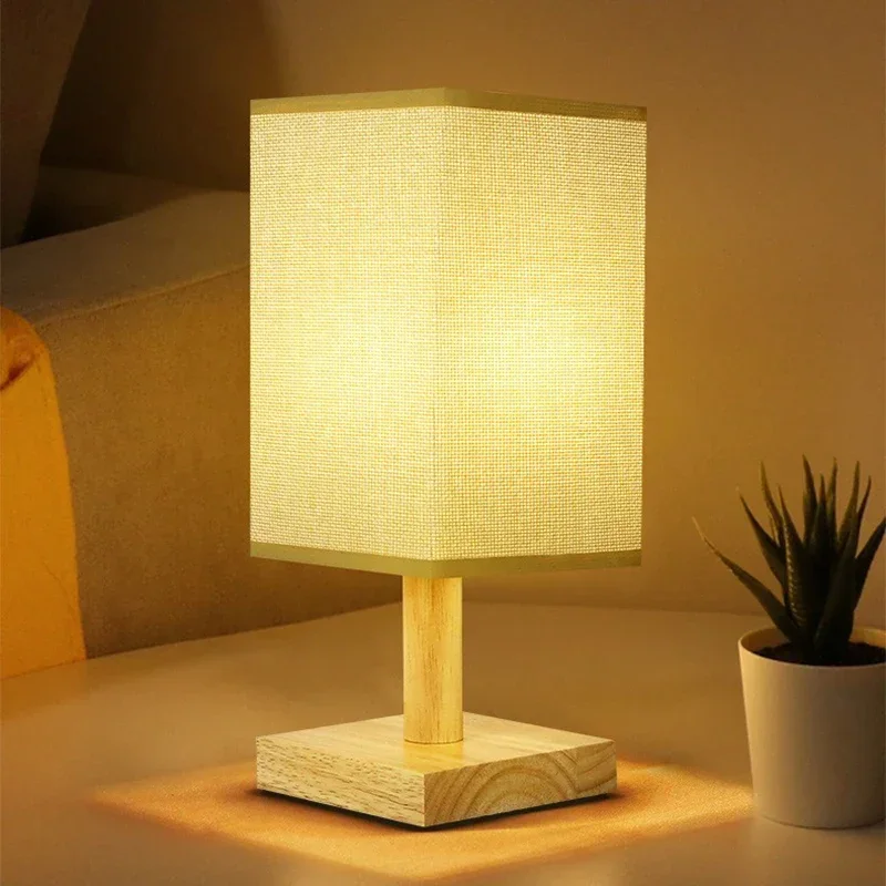 LED Table Lamps Chinese Style Dimmable USB Plug Simple Lamp Light Fabric Lampshade For Home Bedroom Decor Bedside Night Lighting