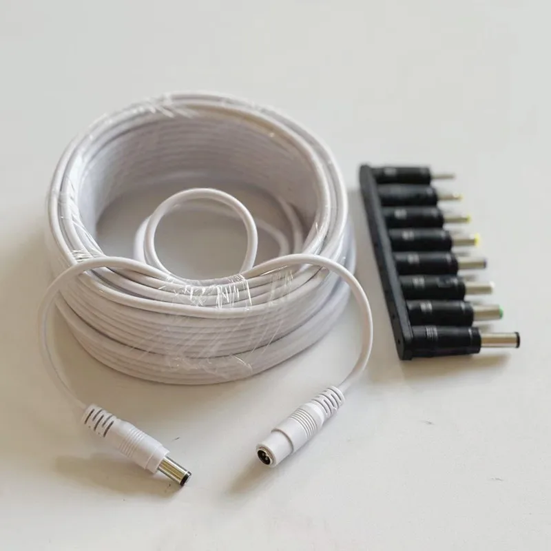 

DC12V Power Extension Cable 5.5mm*2.1mm With 8Pcs Different Size DC Connector Power Cable Cord For LED Lamp CCTV Security Camera